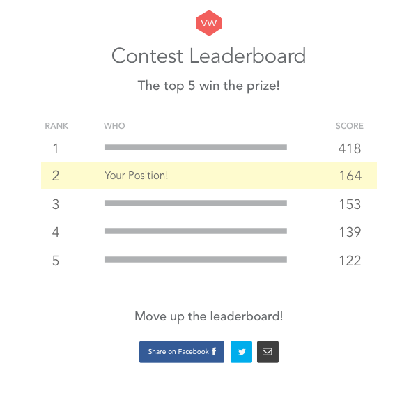 Leaderboard Giveaway Contest Landing Page Example