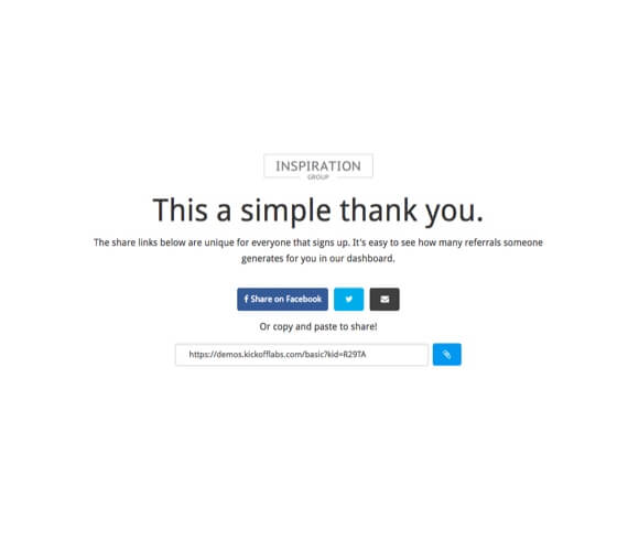 Landing Page Template:  Basic Thanks & Share - Contest