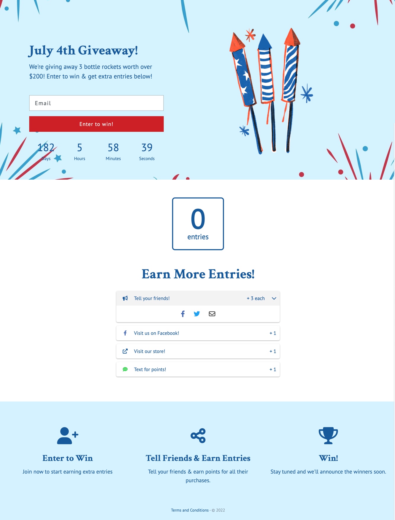 Landing Page Template:  July 4th Sweepstakes - Contest