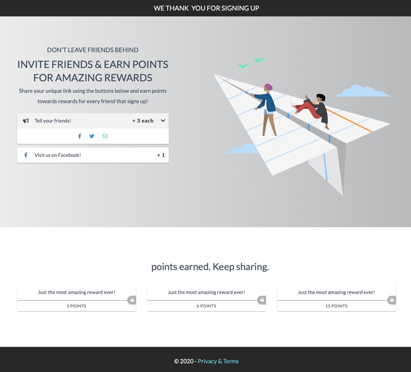 Landing Page Template: Unlock Rewards Just Rewards Status - Contest