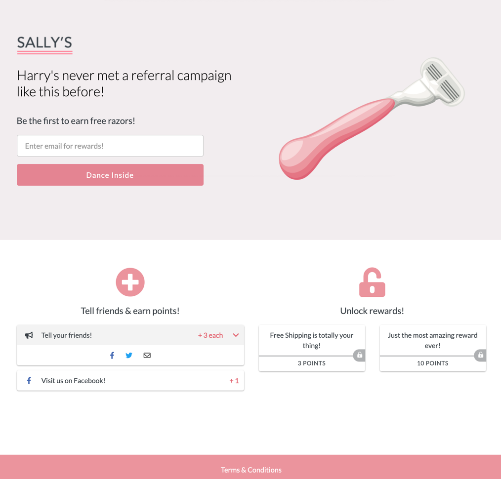Landing Page Template: Unlock Rewards Sally's Sign Up - Contest